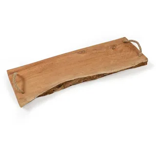 Spetebo Massivholz Servierplatte 50x20 cm mit 2 Tragegriffen - Holz Servierbrett Serviertablett