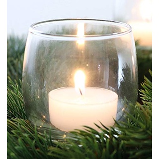 2X Teelichthalter zum Stecken weiß/klar Teelichtgläser Kerzenhalter Kerzenpicks für Adventskranz Glas Weihnachten 6cm