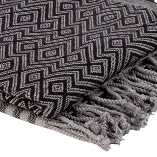 Hamamtuch aus reiner Baumwolle - Handgefertigt, hautfreundlich & pflegeleicht - 190x90cm, schwarz/weiss - Ideal für Wellness, Hamam & Strand
