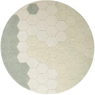 Lorena Canals - Honeycomb waschbarer Teppich, Ø 140 cm, blue sage / ivory / hellblau