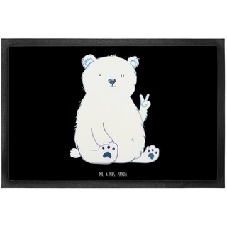Fußmatte 60 x 90 cm Eisbär Faul - Schwarz - Geschenk, Schmutzfangmatte, Arbeit, Mr. & Mrs. Panda, Höhe: 0.3 mm, Charmantes Design schwarz