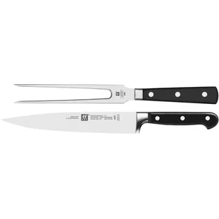 ZWILLING Professional S Messer-Set, 2-teilig (Fleischmesser, Fleischgabel), Rostfreier Spezialstahl, Kunststoff-Griff mit Nieten, Made in Germany, Schwarz
