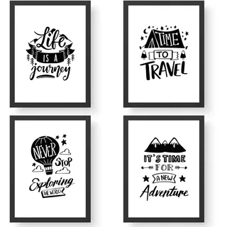 Papierdrachen 4Premium Poster DIN A4 | Bilder für Küche und Wohnzimmer - schwarz-weiß - Travel - hochwertige ungerahmte Kunstdrucke mit Spruch | Dekoration | Wandbild