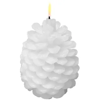 Pinienzapfen LED Kerze Weiß 13cm