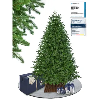EveXmas Adele Künstlicher Weihnachtsbaum 185 cm, 591 Zweige, 100% PE Spritzguss – Christbaum und Tannenbaum grün, Nordmanntanne Optik, wie echt, inkl. Metallständer, Aufbewahrungstasche und Baumkorb