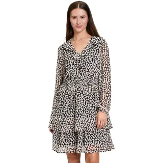 Cartoon Chiffonkleid mit Stufen in Weiß/Schwarz | Gr.: 38