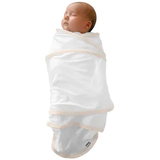 BÉABA, Puck-/Neugeborenendecke, Babydecke, beruhigt das Baby, Ökotex-Textilien, 100% Baumwolljersey, 0–3 Monate, Weiss/Beige