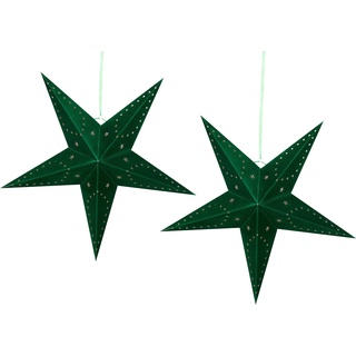 Beliani, Deko Objekt, Weihnachtsdeko LED Samtstoff smaragdgrün Sternform 60 cm 2er Set MOTTI