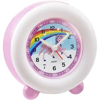 Atlanta 2136/17 Kinderwecker mit Leuchtring Einhorn und Regenbogen