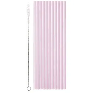 12 Plastikstrohhalme + Reinigungsbürste, 23 cm, violett flieder, wiederverwendbar