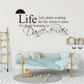 Inspirierende Zitate Wandtattoo Tanz im Regen-Dekorative Vinyl Art Sticker Kids Home Kinderzimmer Dekor 80X42CM