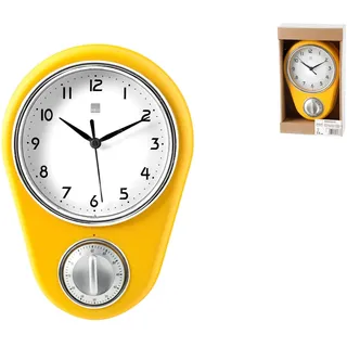 H&H Vaniglia Wanduhr, Kunststoff, Gelb/Weiß