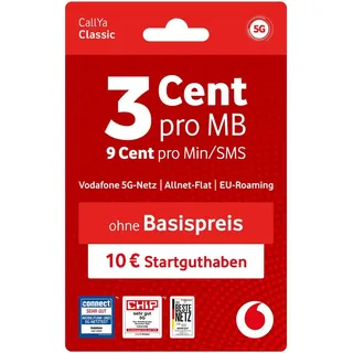 Vodafone Prepaid CallYa Classic|10 EUR Startguthaben|9 Cent Min/SMS|ohne Vertrag