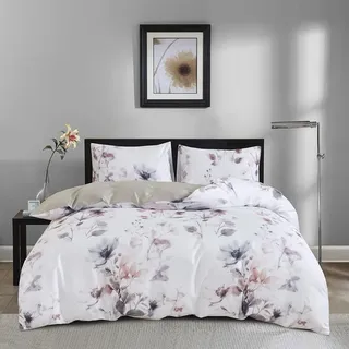 Traumschlaf Premium Bettwäsche Porto, Schweizer Mako-Satin 155x220 cm + 80x80 cm - weiß;grau