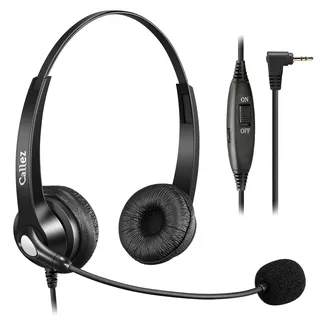 Callez 2,5mm Telefon Headset Dual mit Noise Cancelling Mikrofon, Festnetz Kopfhörer für Siemens Gigaset C430A S810 Panasonic Grandstream Cisco Linksys SPA Polycom Dect Schnurlostelefon