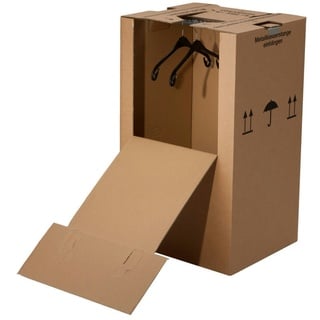 4 x Kleiderbox mini 40 kg Traglast stabiler Kleiderkarton mit Kleiderstange 2-wellig Umzugskarton Textilkarton BB-Verpackungen