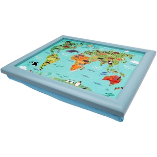 Maturi Kleines Knietablett für Kinder, Weltkarten-Design, Mehrfarbig, 35 x 29 x 8 cm