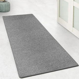 casa pura Küchenteppich Läufer 66x100cm für Küche, Flur, Schlaffzimmer & Wohnzimmer Bettvorleger rutschfest & waschbar in Sisal Optik - Flurteppich - Teppichläufer Meterware nach Maß (Silber, Kalkuta)