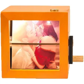 Handgekröpfte Flipbook-Fotomaschine, drehbarer Bilderrahmen, LED-Licht-Fotoalbum, hält mehrere Fotos, bewegen sich leicht zwischen den Räumen, 8 cm / 3,15 Zoll, für Heimdekoration