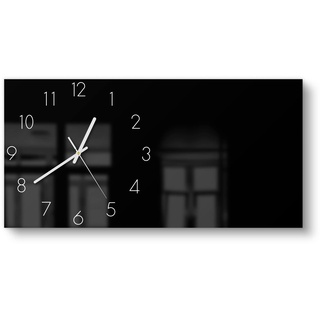 DEQORI Glasuhr | vertikal 60x30 cm | Unifarben - Schwarz | große XXL Design Uhr aus Glas | leise Wanduhr für Wohnzimmer & Küche | Moderne Hingucker Uhr für die Wand