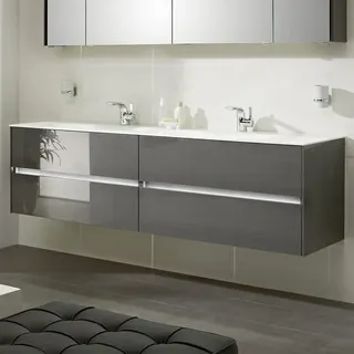 Pelipal Serie 6010 (Solitaire) Waschtischunterschrank 152 x 49,3 x 51,2 cm, mit 4 Auszügen und LED Beleuchtung 6010-WTUSLB08F622K432AN, Badmöbel,