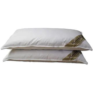 Meivita 2X Kopfkissen mit 70% Federn und 30% Daunen - Neue Gänsefedern und -daunen Klasse 1 – Federkissen-Set mit edler Biese in 40x80 cm Made in Germany