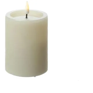unique candles LED Kerze UNIQUE Rustik-Optik Echtwachs 7,5x10cm bis 1500Std creme