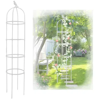 Generisch Obelisk Deko, Schwarz Weiß Obelisk Rankhilfe, 20x85 25x145 32x175 40x205cm Gartenspalier Tomatenkäfig für Bepflanzung, Garten, Wohnzimmer, Balkon Pflanzenstütze(Weiß,D 25x H 115cm)