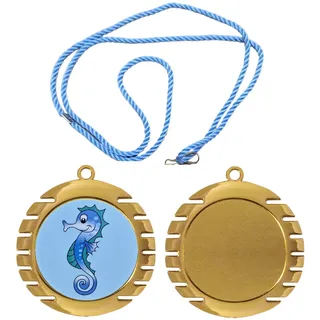 XL Medaille Schwimmen Seepferdchen 70mm - Gold Silber Bronze Schwimmkurs