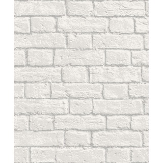 Coloroll M1038 Wandtapete, Glitzer-Stein-Design, weiß, falsche Steinwand