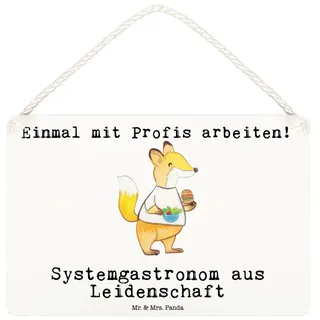 Mr. & Mrs. Panda Hinweisschild Systemgastronom Leidenschaft, Schild DIN A6, Weiß, kleine aufmerksamk, (Packung), Wandschild Türschild Dekoration Schild weiß