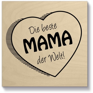 Holzbild ARTLAND "Die beste Mama der Welt" Bilder Gr. B/H/T: 15 cm x 15 cm x 2,1 cm, beige (natur) Bilder