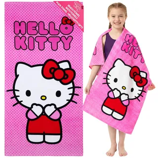 Hello Kitty Handtücher Kinder Teenager Damen Strandtuch Schnelltrocknend Groß Kuromi Anime Duschtuch 70x140 cm Weiches Badetuch Baumwolle (Rosa, 70x140cm)