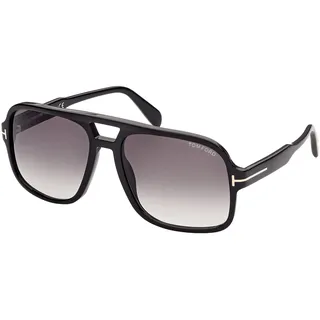 Tom Ford FALCONER-02 FT0884 SHINY BLACK/GREY SHADED 60/18/140 Unisex Sonnenbrillen - 60/18/140