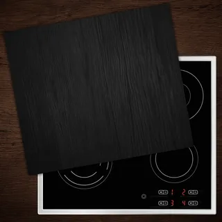 Tulup Herdabdeckplatten aus Glas Spritzschutz Holz Schwarz Bretter - 60x52 cm