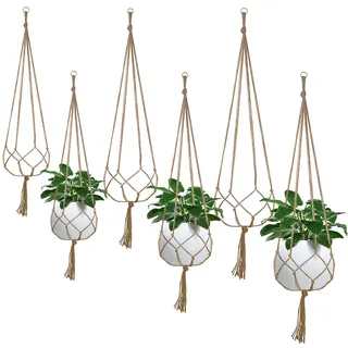 Hängeampel, 6 Stück Pflanzenampel, Blumentopf Hängend mit Haken,80/90/100cm HäNgender Blumentopf, HäNgepflanzen Topf, Makramee Blumenampel HäNgend Innen für Innen Außen Garten Balkon Terasse Fenster