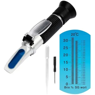 XRCLIF Refraktometer Brix Bier 0-32% Zuhause Gebraut Bier Würze Refraktometer SG: 1.000~1.120 Hand Zucker Bier Refraktometer Automatischer Temperaturabgleich Bier Zucker Tester Meter Refraktometer