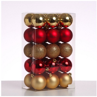 MARELIDA Weihnachtsbaumkugel Weihnachtskugel Christbaumkugel bruchfest D: 6cm gold rot 30er Set (30 St)