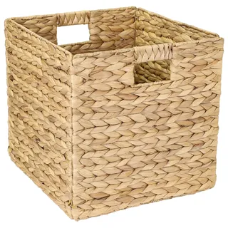 HMF Aufbewahrungskorb geflochten aus Wasserhyazinthe passend für Kallax 32 x 34,5 x 32 cm beige