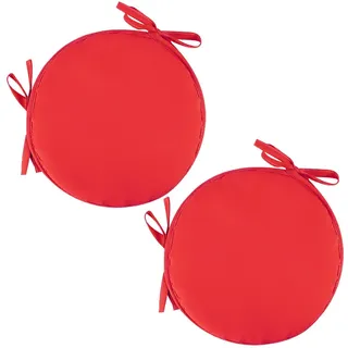 KAREN66 2 Stück Sitzkissen mit Bänder - 30 cm Rundes Stuhlkissen Sitzpolster für Stuhl Weiches Sitzkissen Sitzauflage für Autositz, Bürostuhl, Esszimmer Stühle Bänke und Alle Stühle (Rot, 30 x 30 cm)