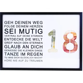 EngGlück 18. Geburtstag Junge Mädchen Geschenk, Bilderrahmen Geldgeschenk zum18. Geburtstag Karte Geschenkideen Geburtstagsgeschenk 18 Jahre Größe Din A4 (18. Geburtstag)