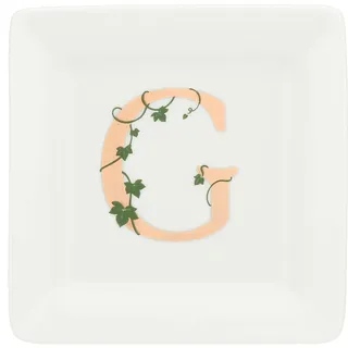 La Porzellan, Weiß, quadratische Untertasse, Buchstabe G, Möbel für Haus, Küche - Geschenkidee - Porzellan - 10 x 10 x 1,5 cm