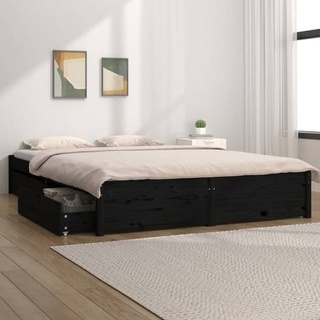vidaXL Bett mit Schubladen Schwarz 140x200 cm