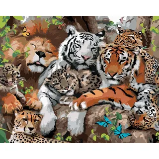 ZUTY - Malen nach Zahlen - LÖWE, TIGER UND ANDERE RAUBKATZEN (HOWARD ROBINSON), 40x50 cm ohne Keilrahmen