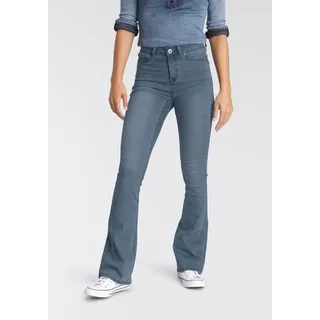 Bootcut-Jeans ARIZONA "Ultra Stretch" Gr. 38, N-Gr, blau (blue, used) Damen Jeans Bootcut High Waist mit Shapingnähten