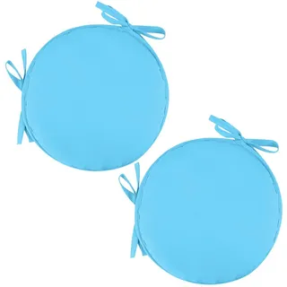 2 Stück Sitzkissen mit Bänder - 30 cm Rundes Stuhlkissen Sitzpolster für Stuhl Weiches Sitzkissen Sitzauflage für Autositz, Bürostuhl, Esszimmer Stühle Bänke und Alle Stühle (Himmelblau, 30 x 30 cm)