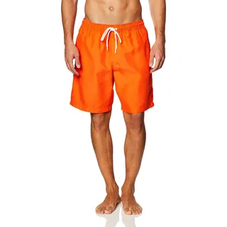 Amazon Essentials Herren 23cm Badehose mit Netzfutter, Taschen und Kordelzugverschluss, Orange, S