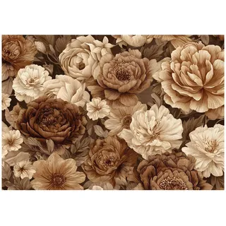 WallArena Fototapete Blumen Pfingstrosen Braun 200x140 cm