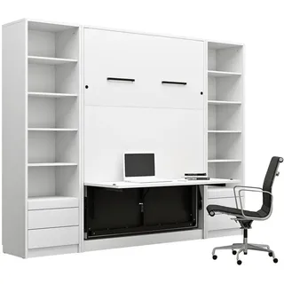 QMM TraumMöbel Schrankbett, Weiß, Holzwerkstoff, 140x200 cm, Schlafzimmer, Betten, Klappbetten