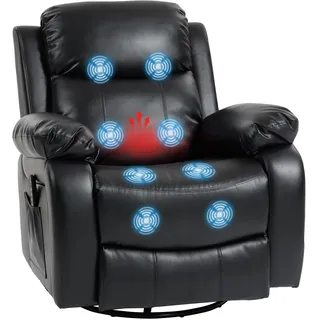 HOMCOM Relaxsessel mit Massagefunktion und 8 Vibrationspunkten, Schwarz